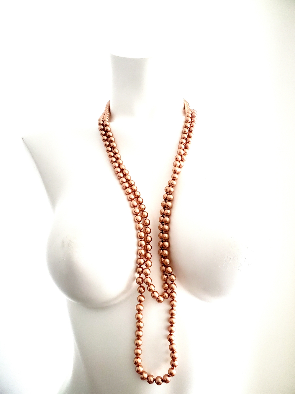 Rose Gold Beaded Long Necklace - Women Jewelry